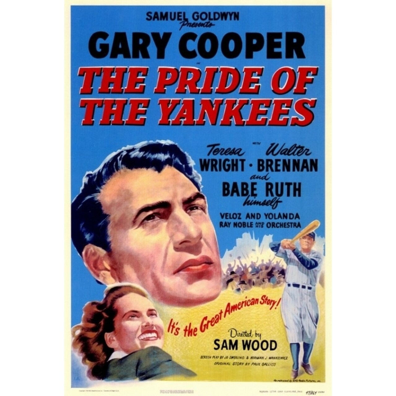 Pop Culture Graphics The Pride of the Yankees Movie Poster Print (27 x 40) - Item MOVIF8174